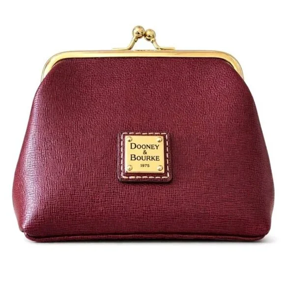 Dooney & Bourke Leather Large Framed Coin Purse Kisslock NWT Cranberry - Picture 2 of 16